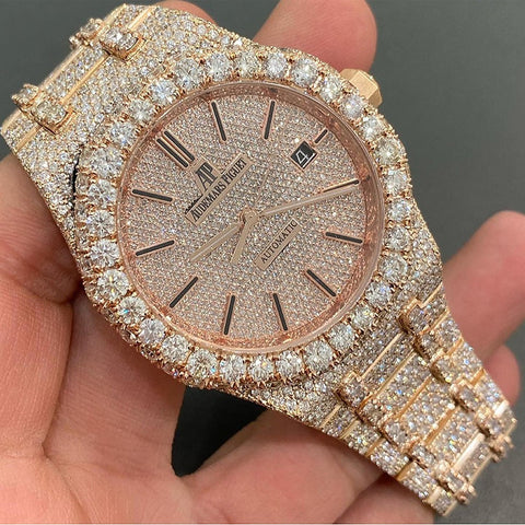 Stainless Steel Moissanite Iced Out Automatic Watch Gift For Men's