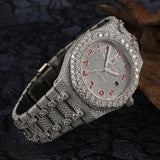 Moissanite Watch Hip Hop Iced Out Red Arabic Number Watch