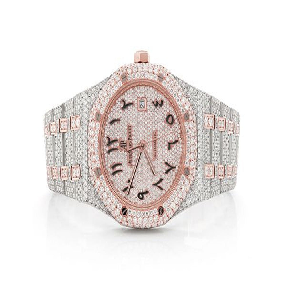 Two Tone Bust Down Moissanite Automatic Luxury Watch For Men's