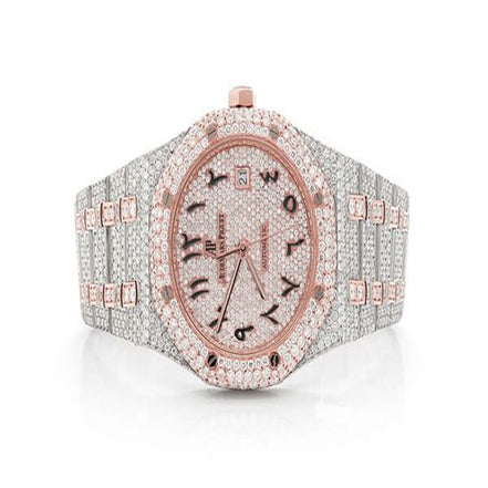 Two Tone Bust Down Moissanite Automatic Luxury Watch For Men's