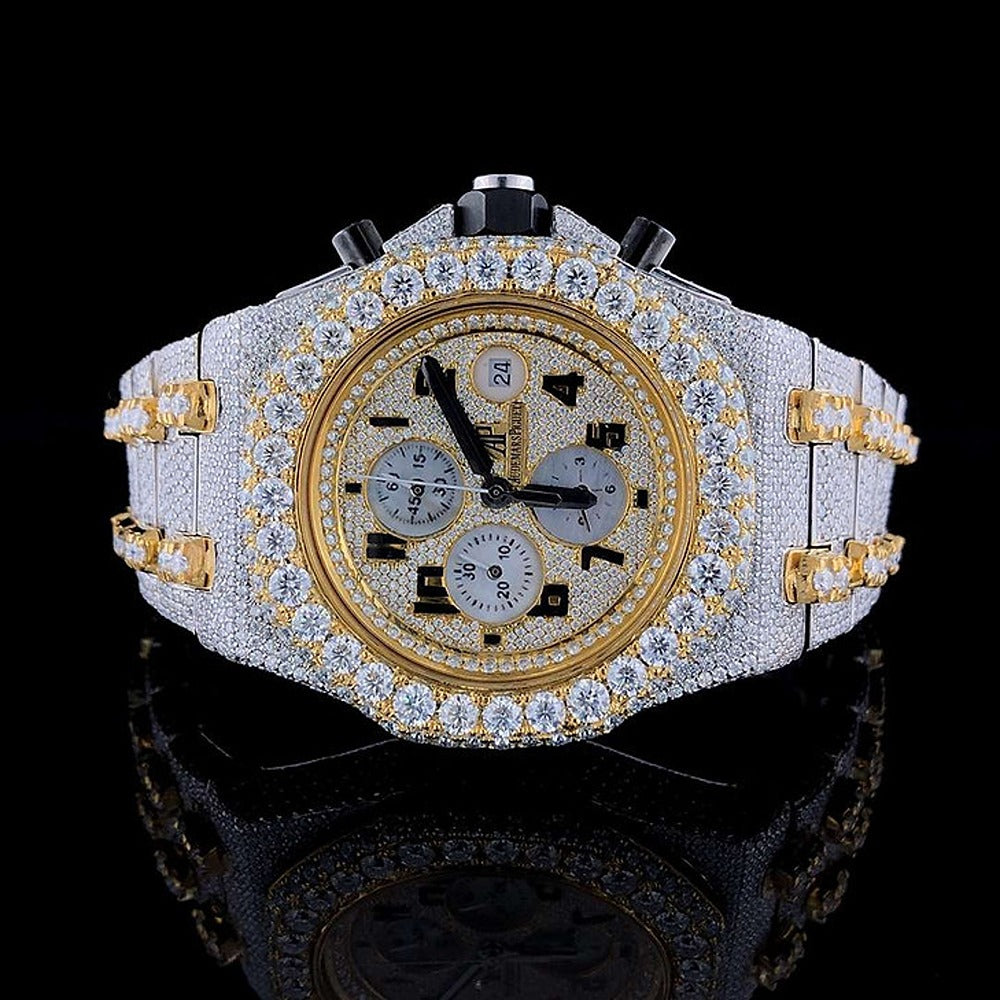Moissanite Dual Tone Luxury Iced Out Men's Watch