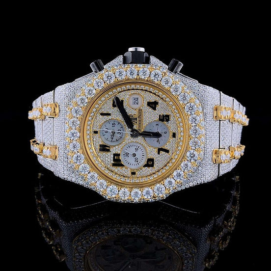Moissanite Dual Tone Luxury Iced Out Men's Watch