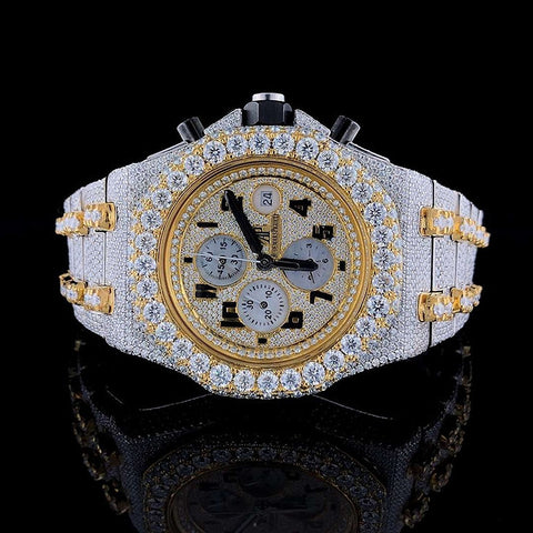 Moissanite Dual Tone Luxury Iced Out Men's Watch