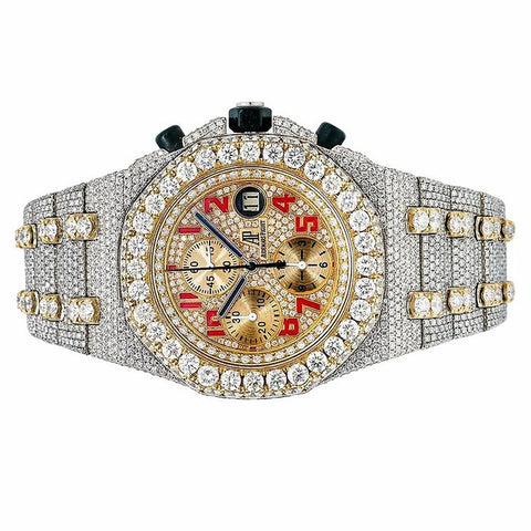 Iced Out Dual Tone Royal Oak Moissanite Luxury Watch