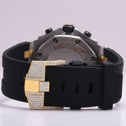 Full Iced Out Luxury Moissanite Black Belt Watch For Men's