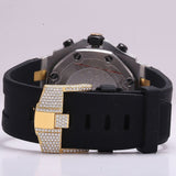 Full Iced Out Luxury Moissanite Black Belt Watch For Men's