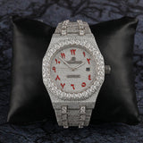 Moissanite Watch Hip Hop Iced Out Red Arabic Number Watch