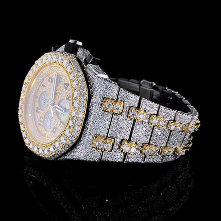 Moissanite Dual Tone Luxury Iced Out Men's Watch