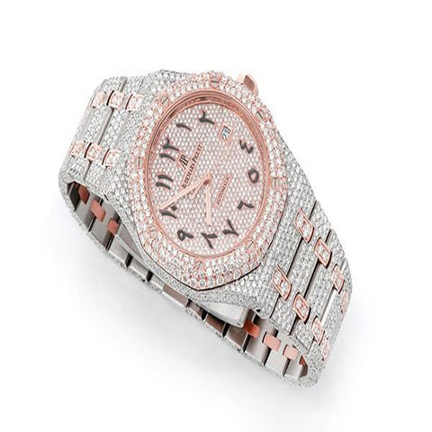 Two Tone Bust Down Moissanite Automatic Luxury Watch For Men's