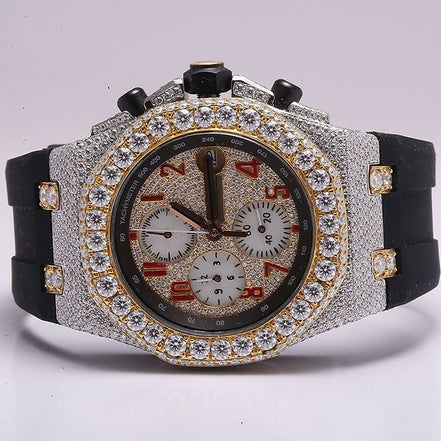 Full Iced Out Luxury Moissanite Black Belt Watch For Men's