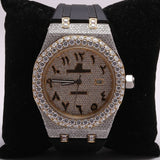 Moissanite Automatic Black Belt Watch For Men's