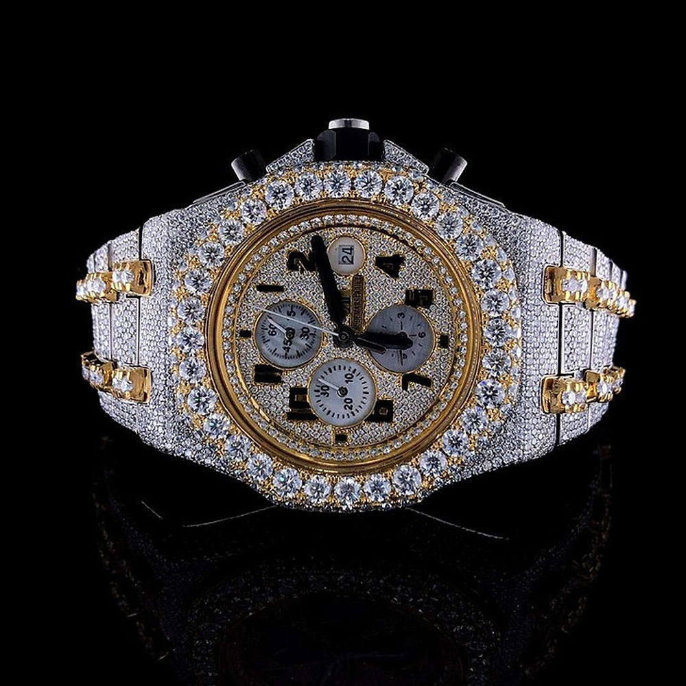 Moissanite Dual Tone Luxury Iced Out Men's Watch