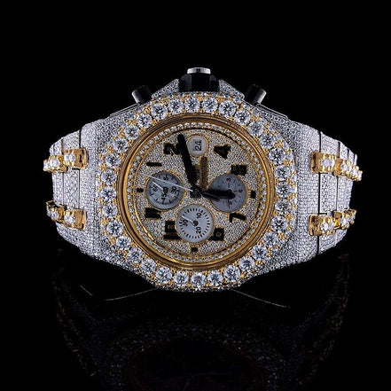 Moissanite Dual Tone Luxury Iced Out Men's Watch