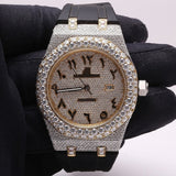 Moissanite Automatic Black Belt Watch For Men's