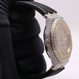 Moissanite Automatic Black Belt Watch For Men's
