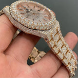 Stainless Steel Moissanite Iced Out Automatic Watch Gift For Men's