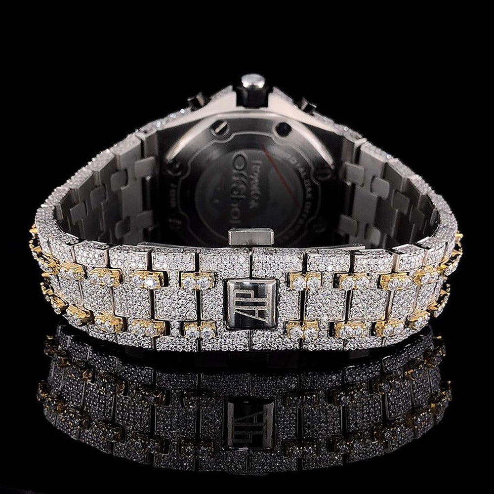 Moissanite Dual Tone Luxury Iced Out Men's Watch