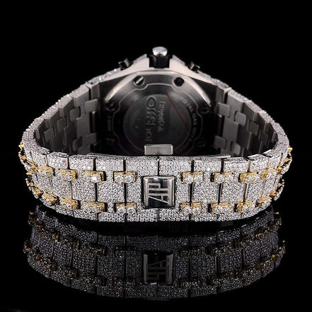Moissanite Dual Tone Luxury Iced Out Men's Watch