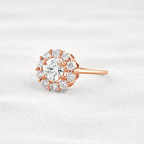 Floral Halo Round Cut D Color Moissanite Proposal Ring