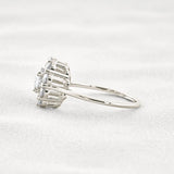 Floral Halo Round Cut D Color Moissanite Proposal Ring