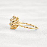 Floral Halo Round Cut D Color Moissanite Proposal Ring