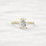 Hidden Accent Pear Cut Moissanite Diamond Fancy Wedding Ring