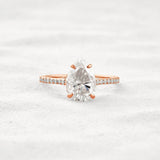 Hidden Accent Pear Cut Moissanite Diamond Fancy Wedding Ring