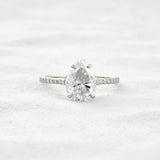 Hidden Accent Pear Cut Moissanite Diamond Fancy Wedding Ring
