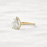 Hidden Accent Pear Cut Moissanite Diamond Fancy Wedding Ring