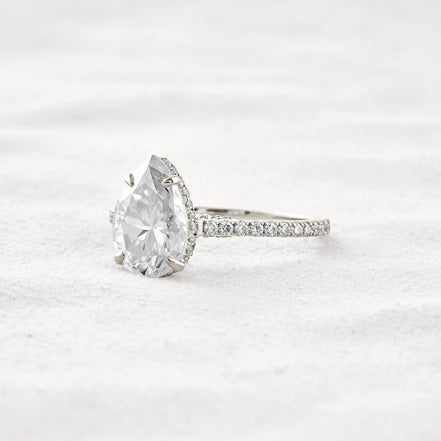 Hidden Accent Pear Cut Moissanite Diamond Fancy Wedding Ring