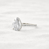 Hidden Accent Pear Cut Moissanite Diamond Fancy Wedding Ring