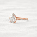 Hidden Accent Pear Cut Moissanite Diamond Fancy Wedding Ring