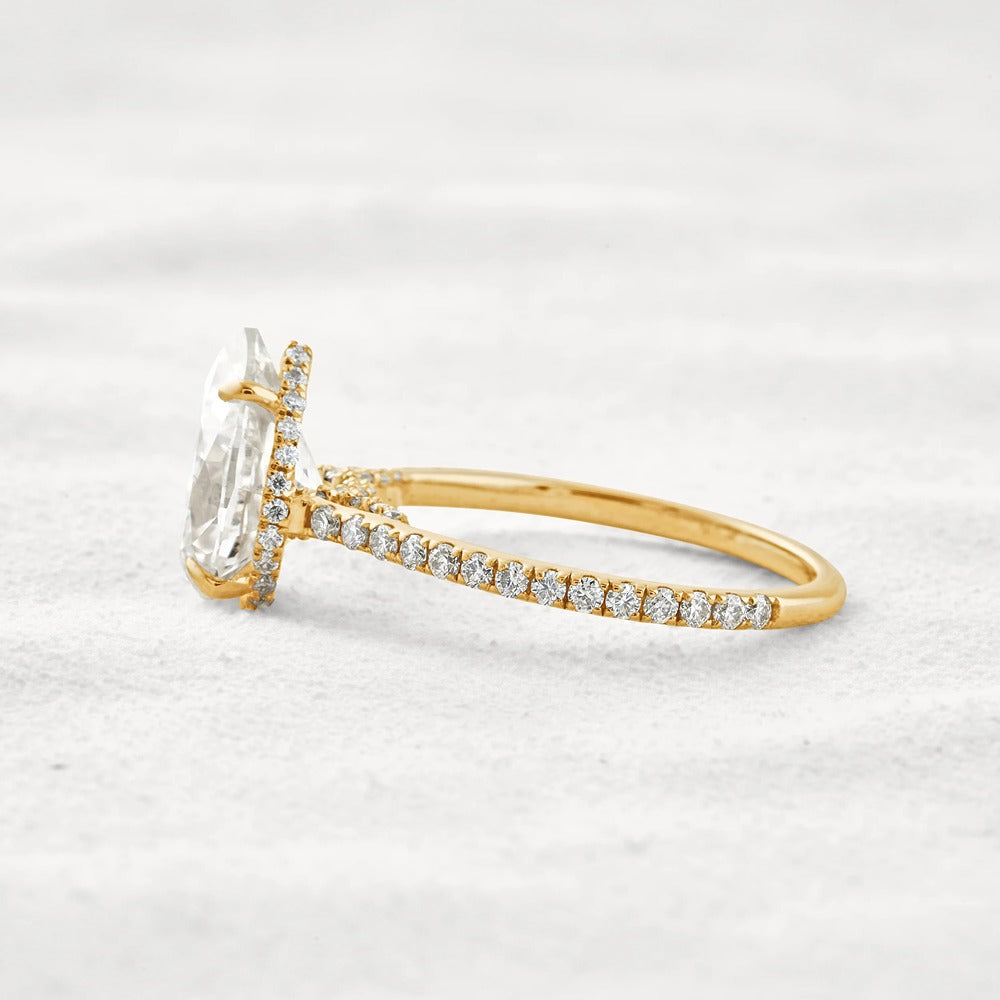 Hidden Accent Pear Cut Moissanite Diamond Fancy Wedding Ring