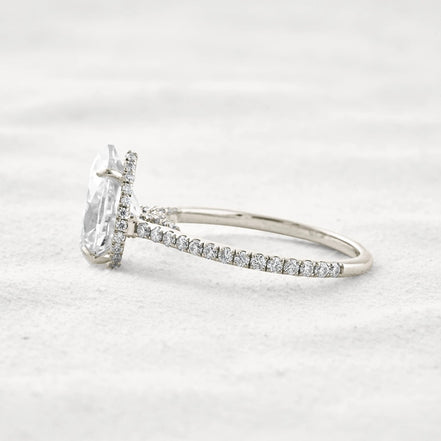 Hidden Accent Pear Cut Moissanite Diamond Fancy Wedding Ring