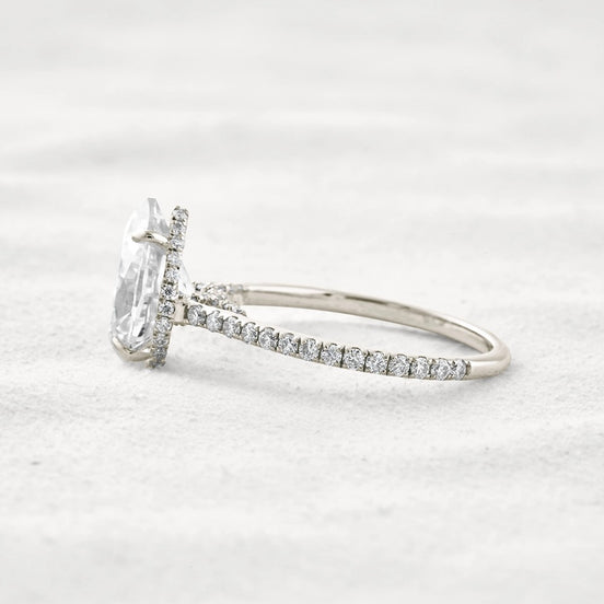 Hidden Accent Pear Cut Moissanite Diamond Fancy Wedding Ring