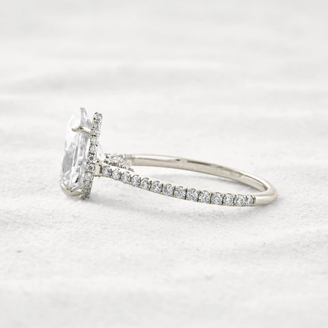 Hidden Accent Pear Cut Moissanite Diamond Fancy Wedding Ring