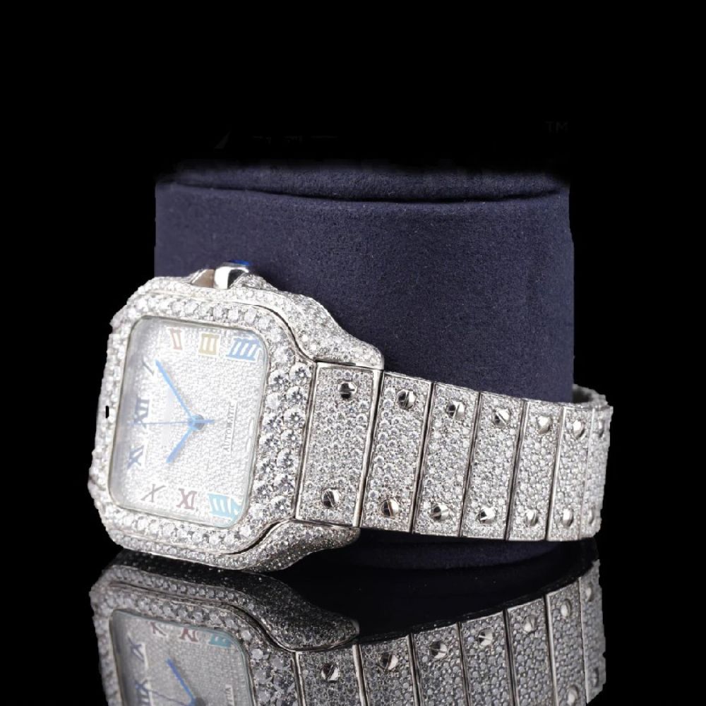 Rainbow Colored Roman Numeric VVS1 Moissanite Watch