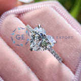 Pave Set Heart Cut Lab Grown Diamond Wedding Ring