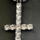Upside Down Inverted Moissanite Tennis Cross Pendant