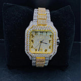 Stainless Steel Dual Tone VVS1 Moissanite Watch For Men's