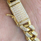 Yellow Tone Cuban Link Moissanite Bracelet