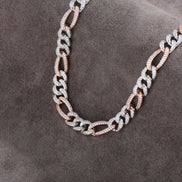 925 Sterling Silver Figaro Link Moissanite Chain