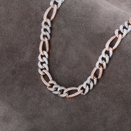 925 Sterling Silver Figaro Link Moissanite Chain