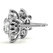 Elegant Moissanite Round Cut Halo Stud Earrings