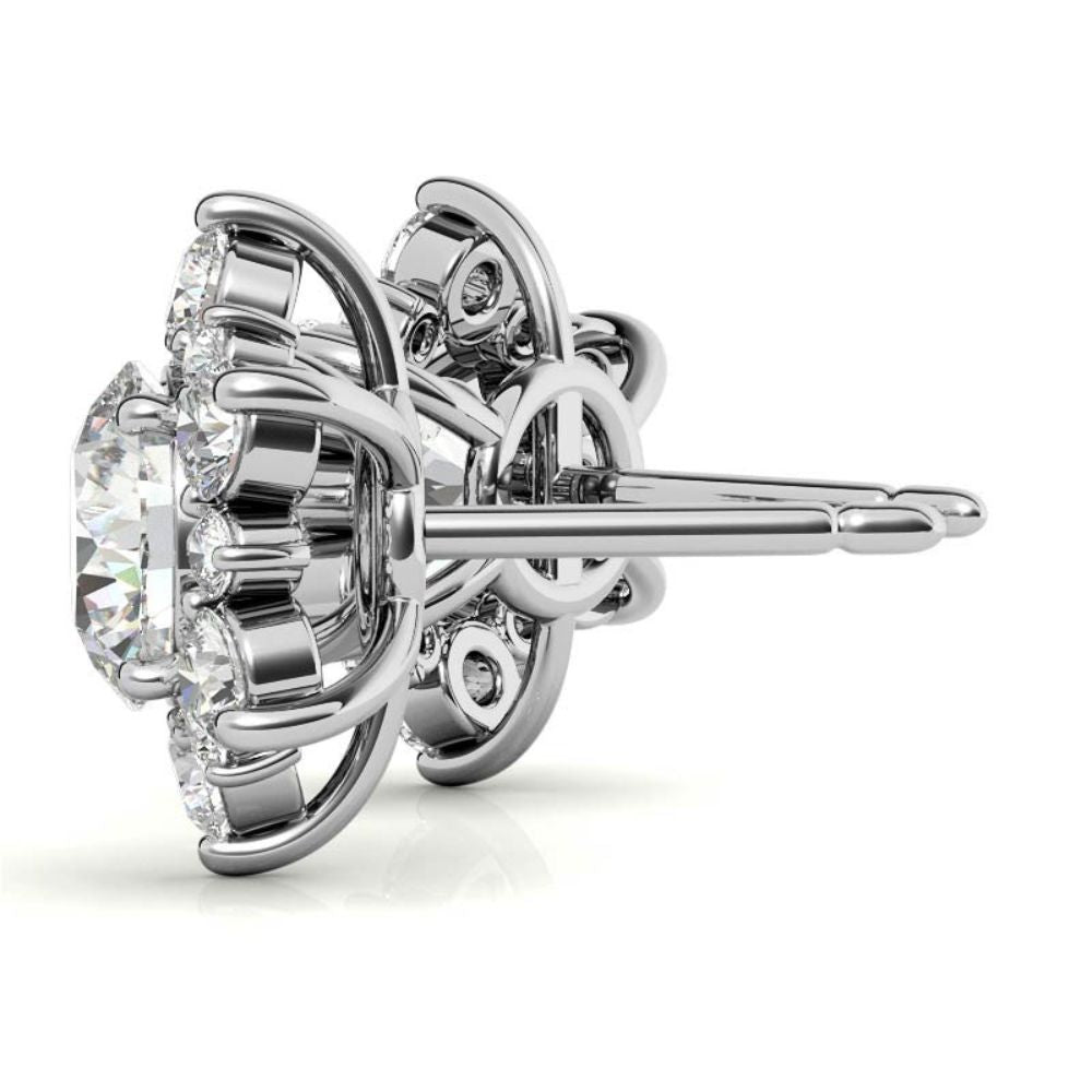 Elegant Moissanite Round Cut Halo Stud Earrings