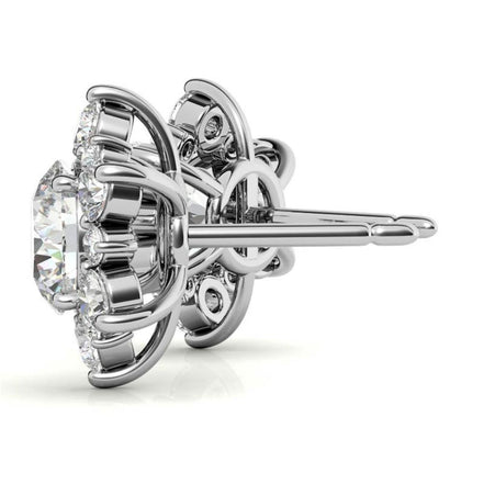Elegant Moissanite Round Cut Halo Stud Earrings