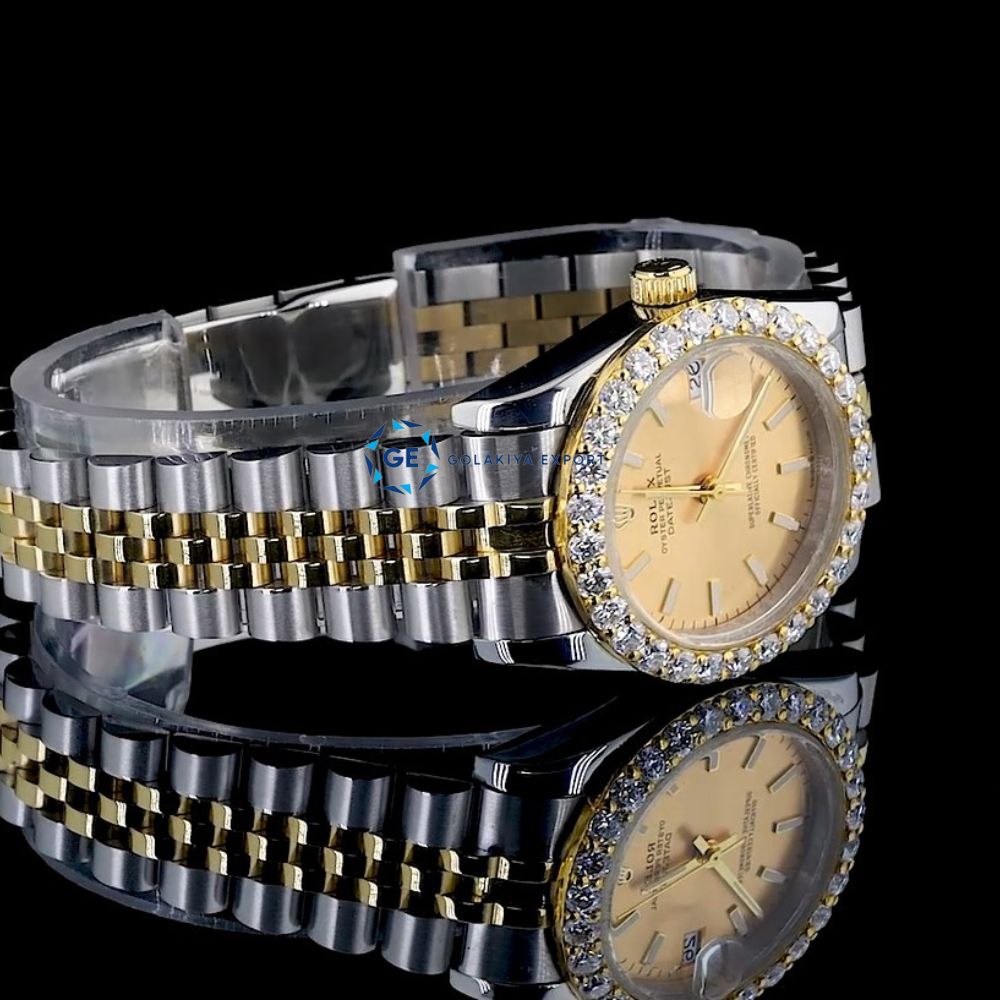 Colorless Moissanite Two Tone Automatic Men's Watch
