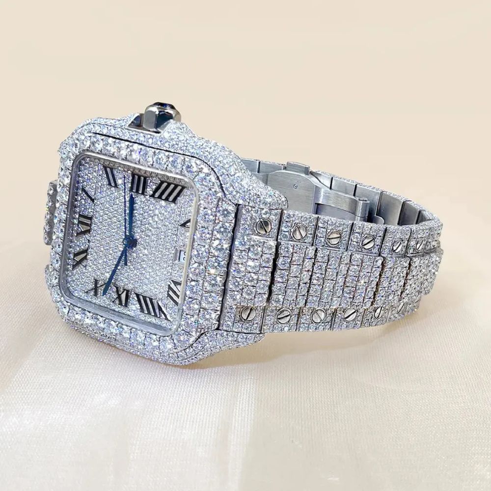 Iced Out Handmade Full White Moissanite Watch