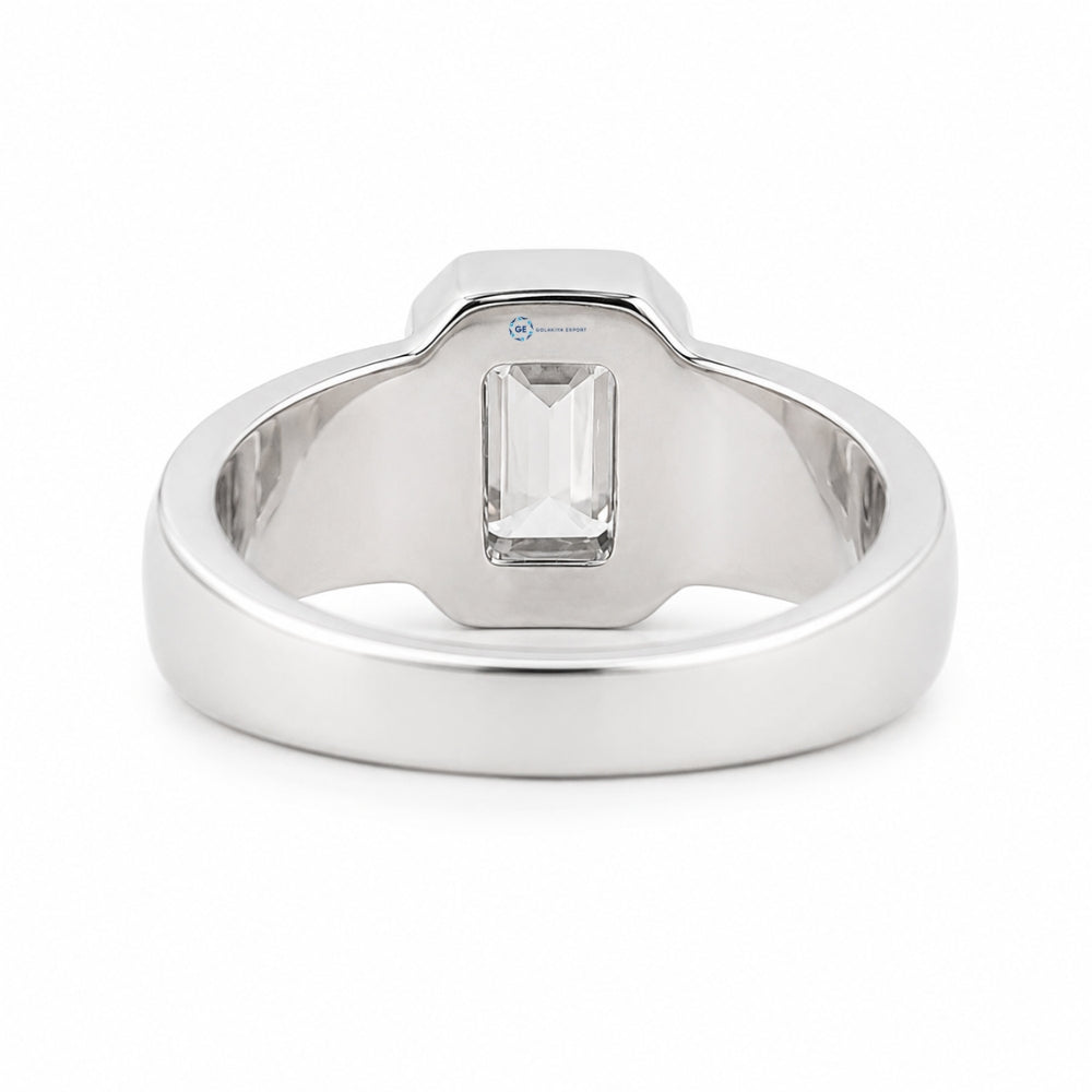 Moissanite Emerald Cut Solitaire Engagement Ring For Men's