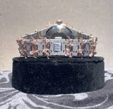 Dual Tone Leafe Style Moissanite Diamond Unique Style Men's Watch